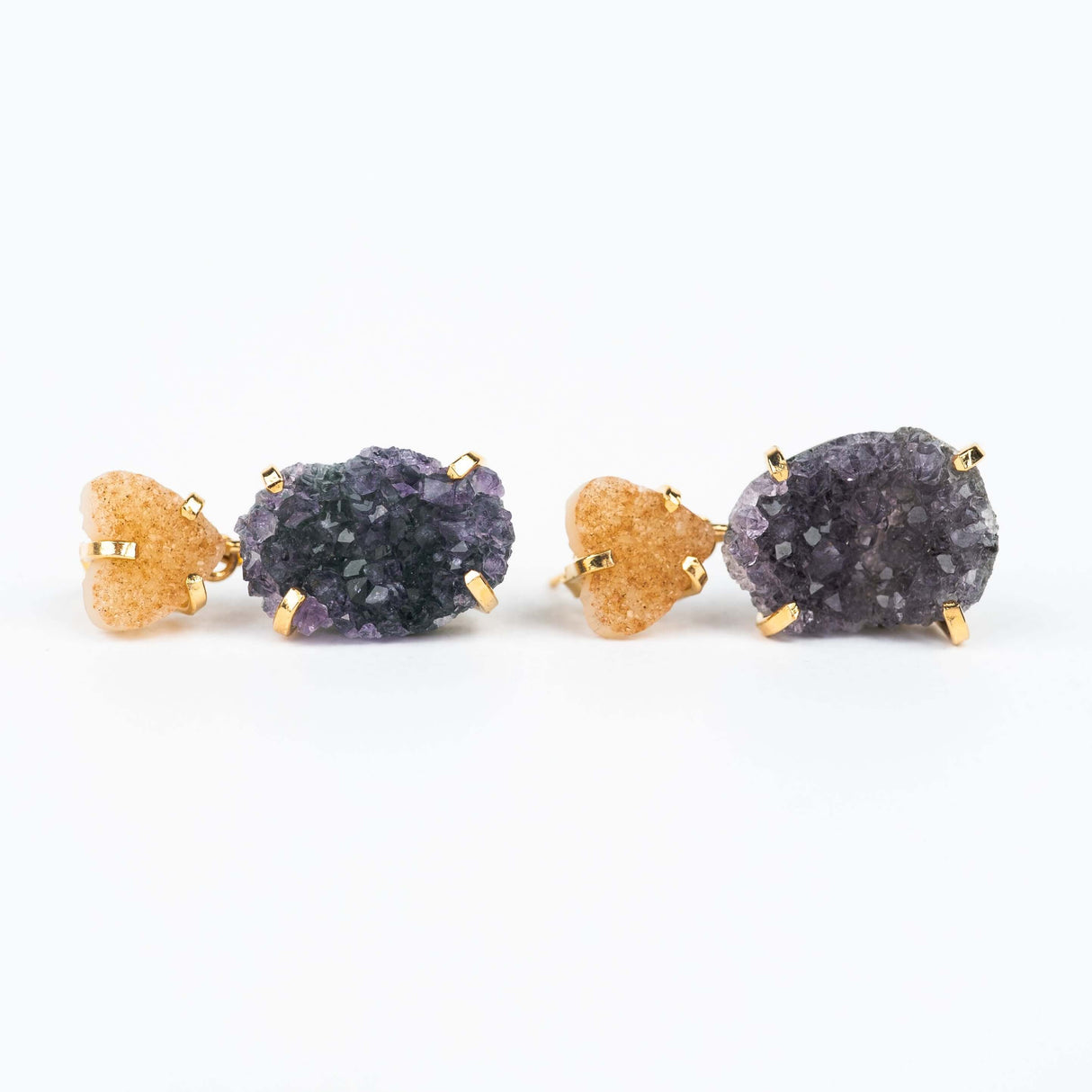 Серьги с темным аметистом с позолотой onesize DA-4