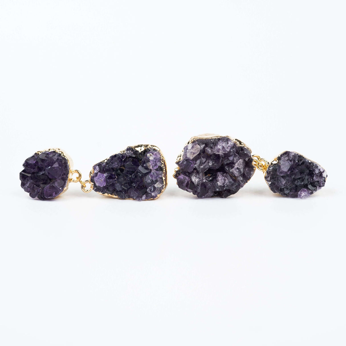 Серьги с темным аметистом с позолотой onesize DA-3