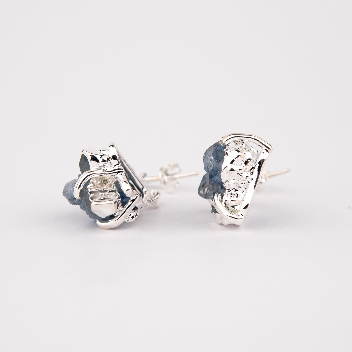 Сережки з Блакитним кришталем з посрібленням висячі onesize-3