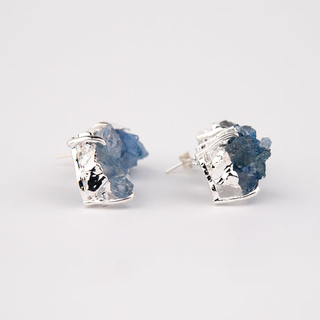Сережки з Блакитним кришталем з посрібленням дуо onesize-3