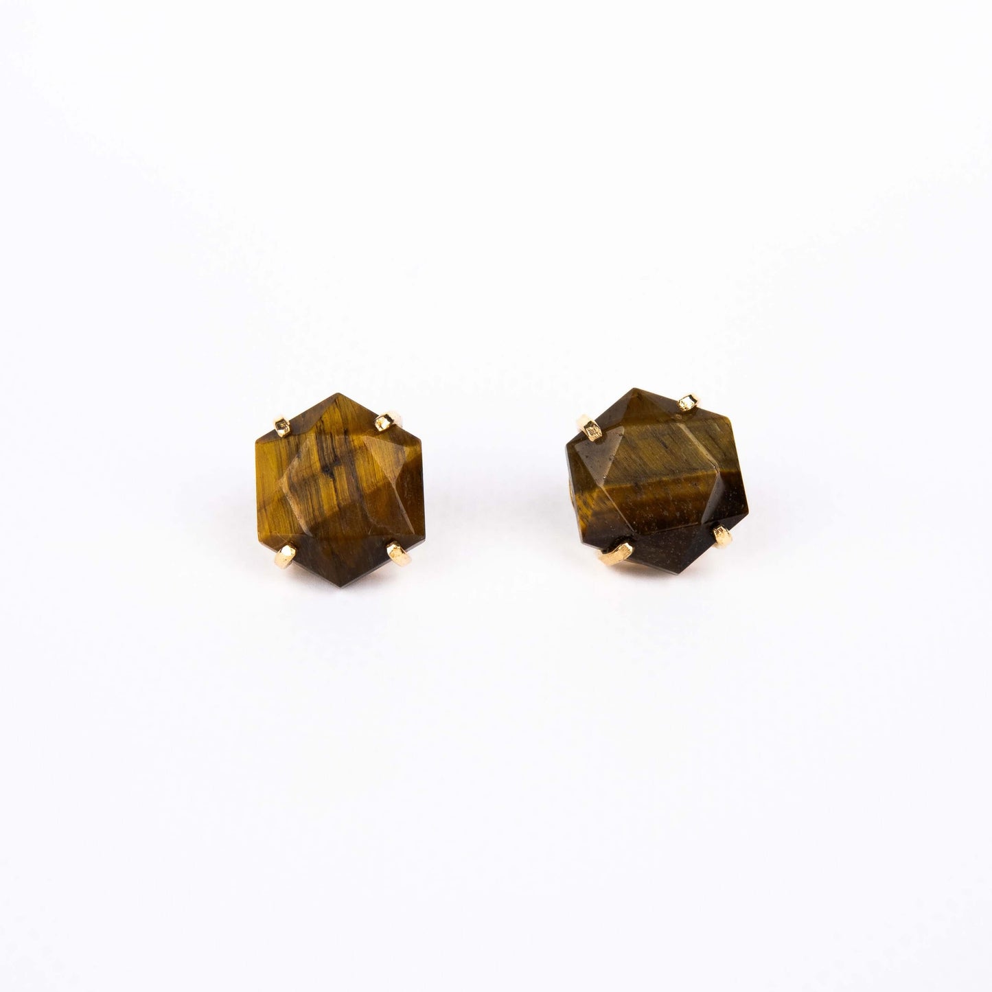 Серьги с тигровым глазом с позолотой onesize Te-4