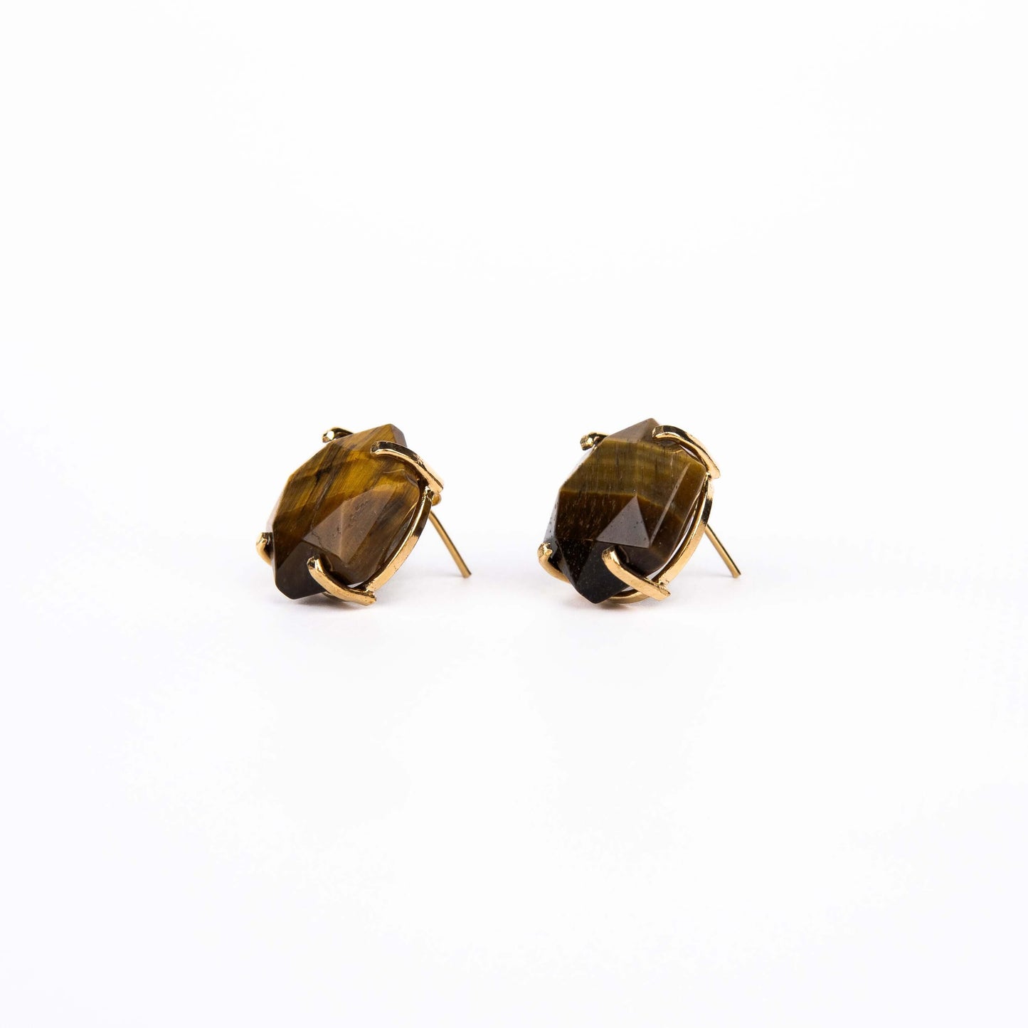 Серьги с тигровым глазом с позолотой onesize Te-4