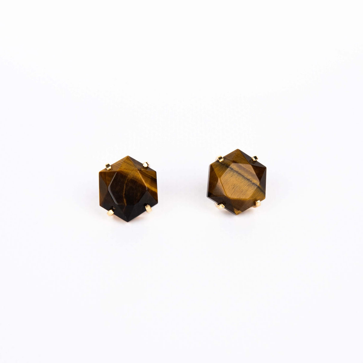 Серьги с тигровым глазом с позолотой onesize Te-102