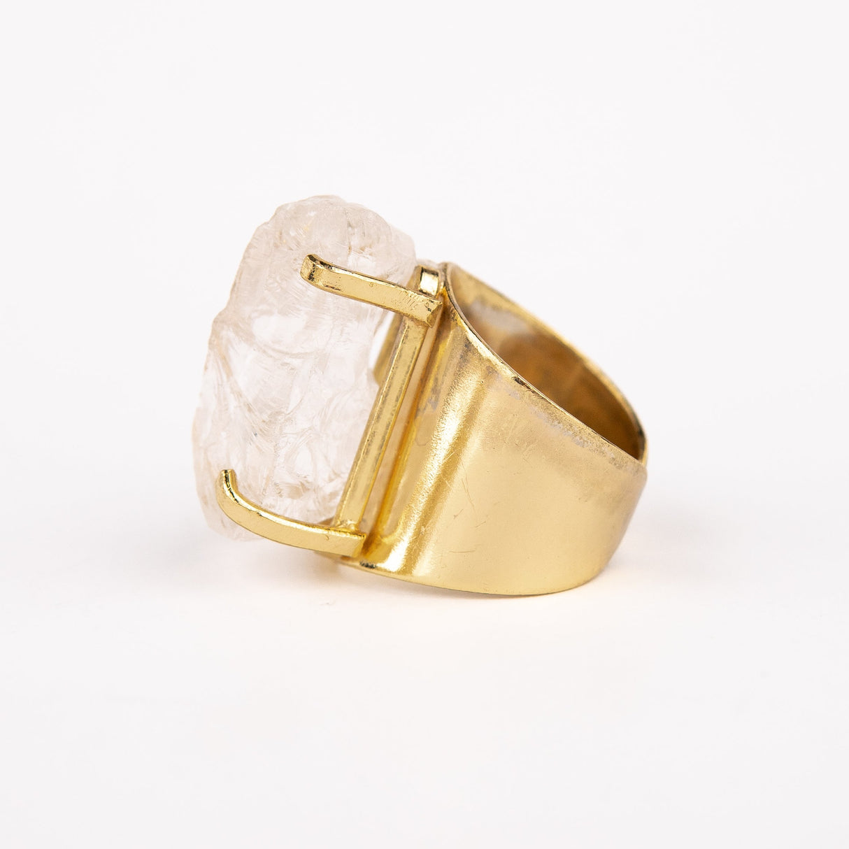 Каблучка з прозорим кришталем з позолотою каф onesize Cr-1