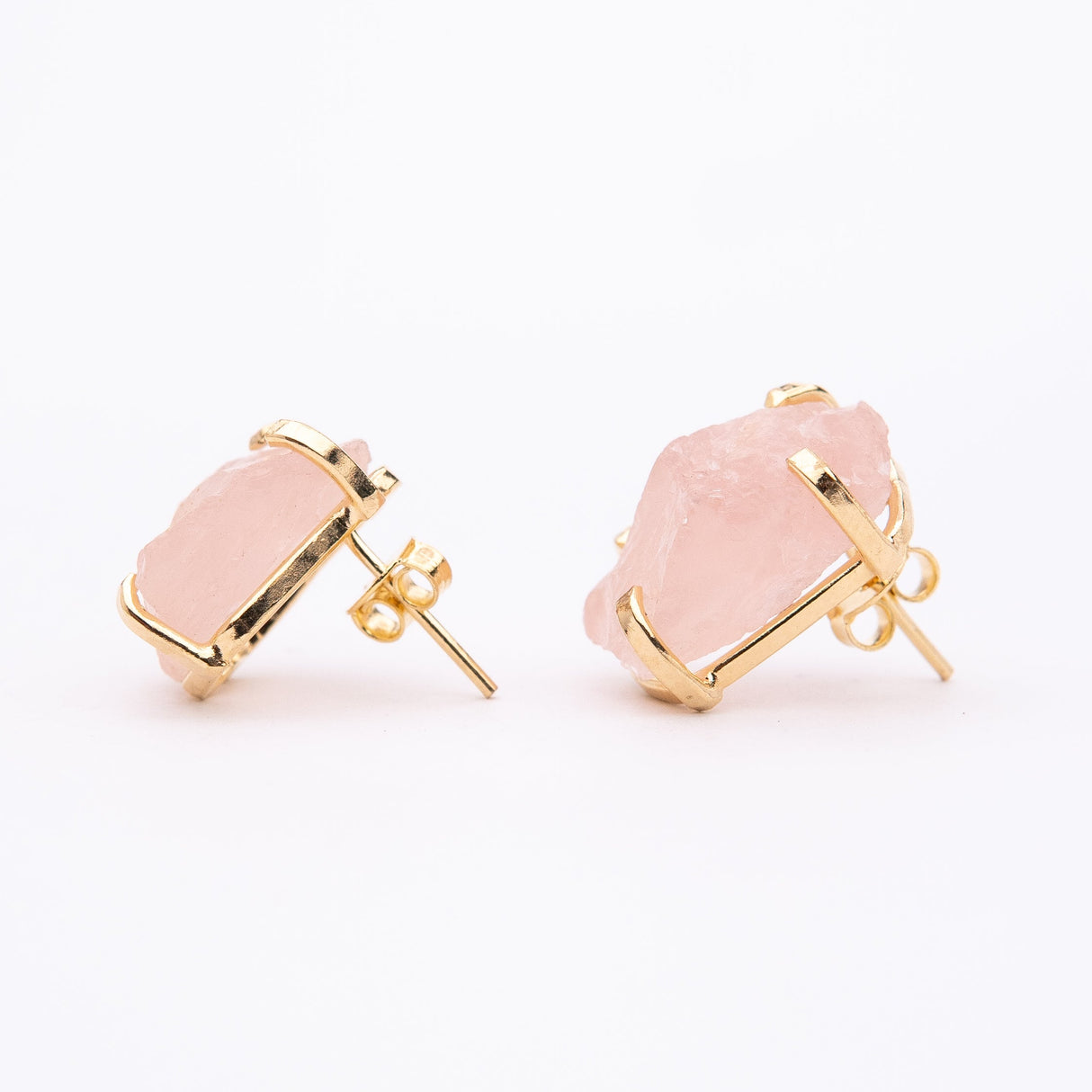 Сережки з рожевим кварцом з позолотою onesize