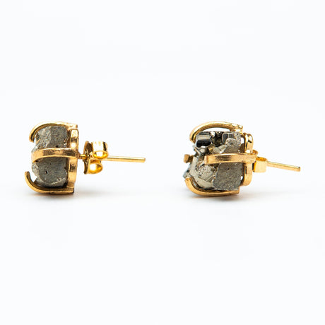 Сережки з піритом прямокутним з позолотою onesize Py-6