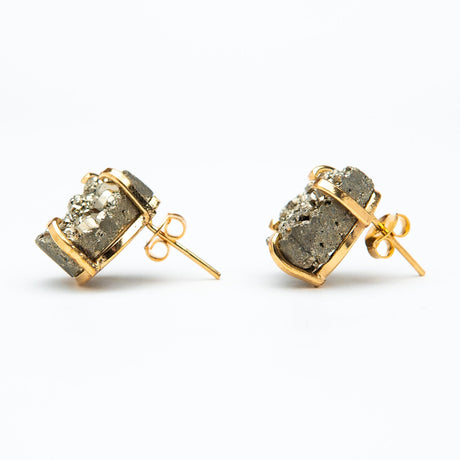 Сережки з піритом круглим з позолотою onesize Py-1