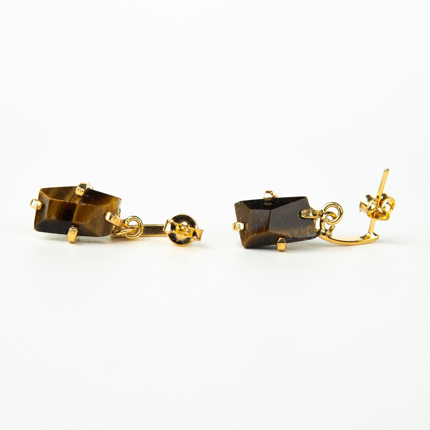 Серьги с тигровым глазом с позолотой onesize Te-4