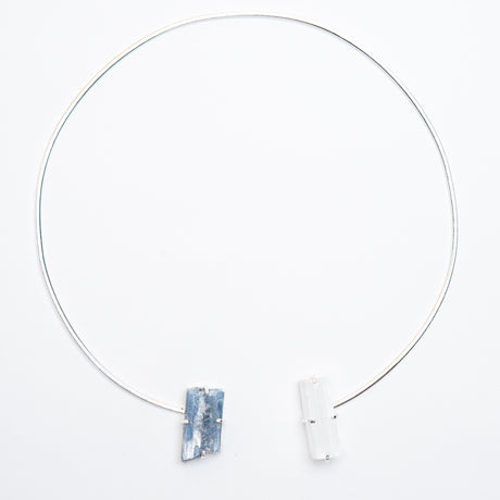Чокер з Селенітом та кіанітом з посрібленням onesize Ki-8