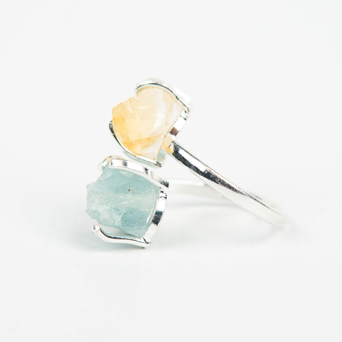 Кольцо с аквамарином и цитрином с позолотой onesize AqCt-3