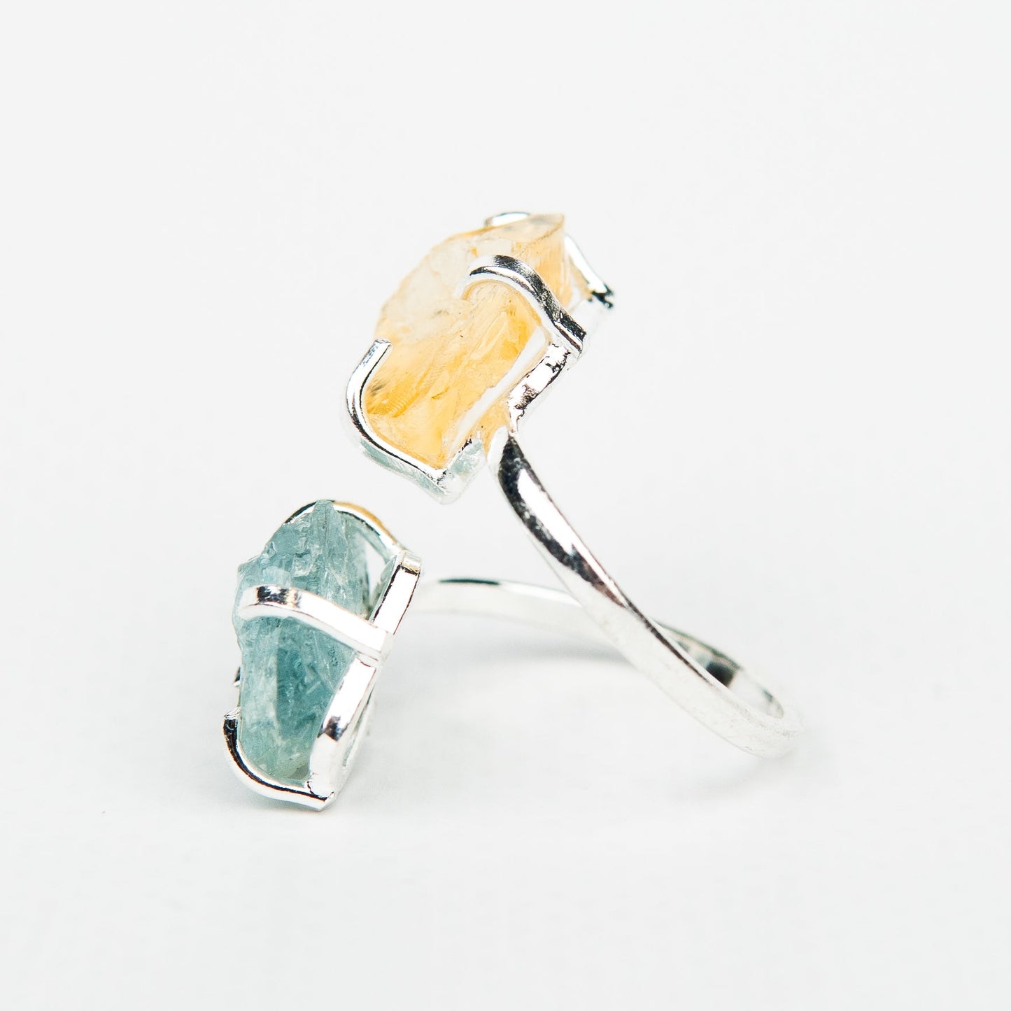 Кольцо с аквамарином и цитрином с позолотой onesize AqCt-6