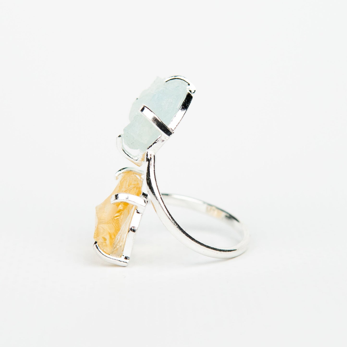 Кольцо с аквамарином и цитрином с позолотой onesize AqCt-8