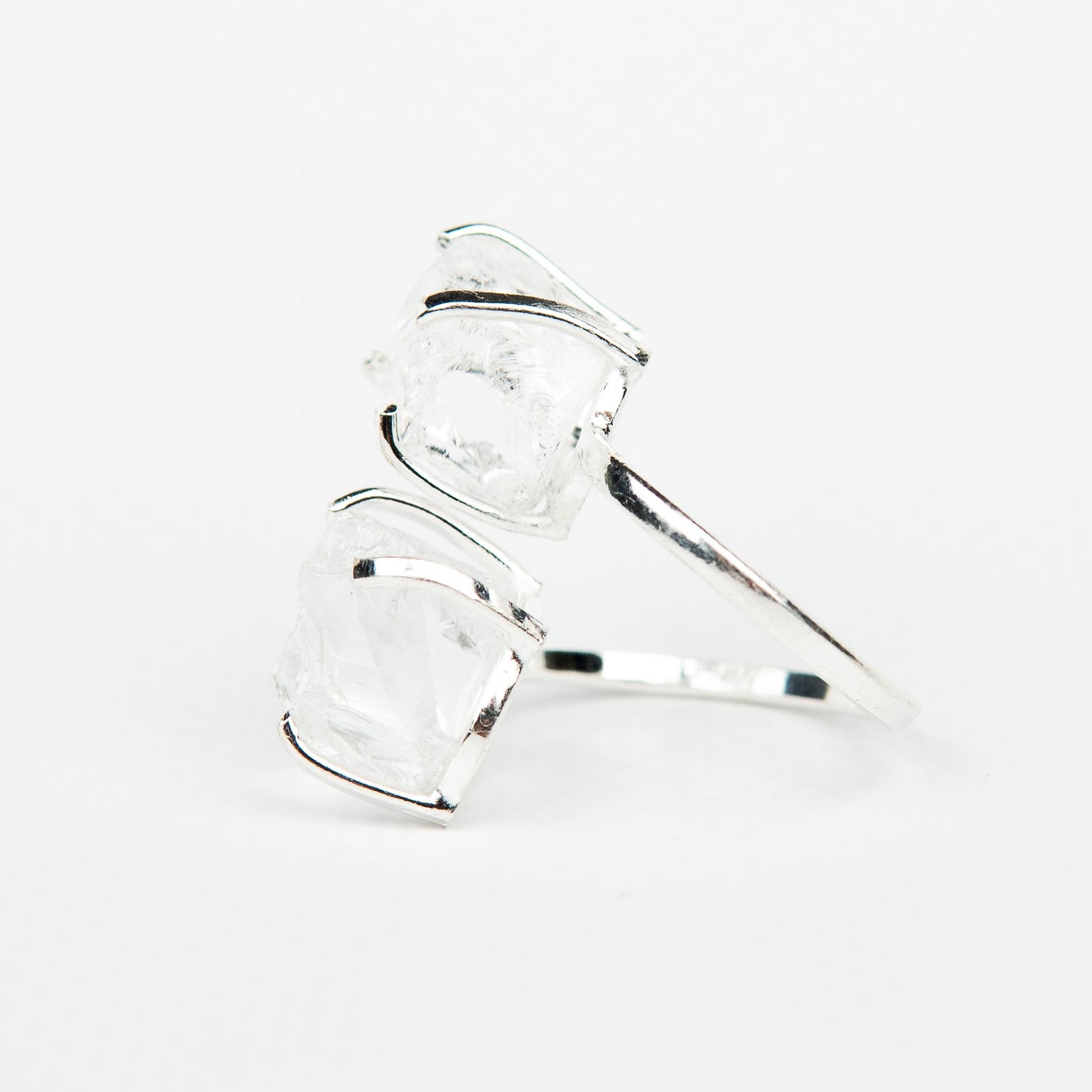 Каблучка з прозорим Кришталем з посрібленням onesize Cr-16