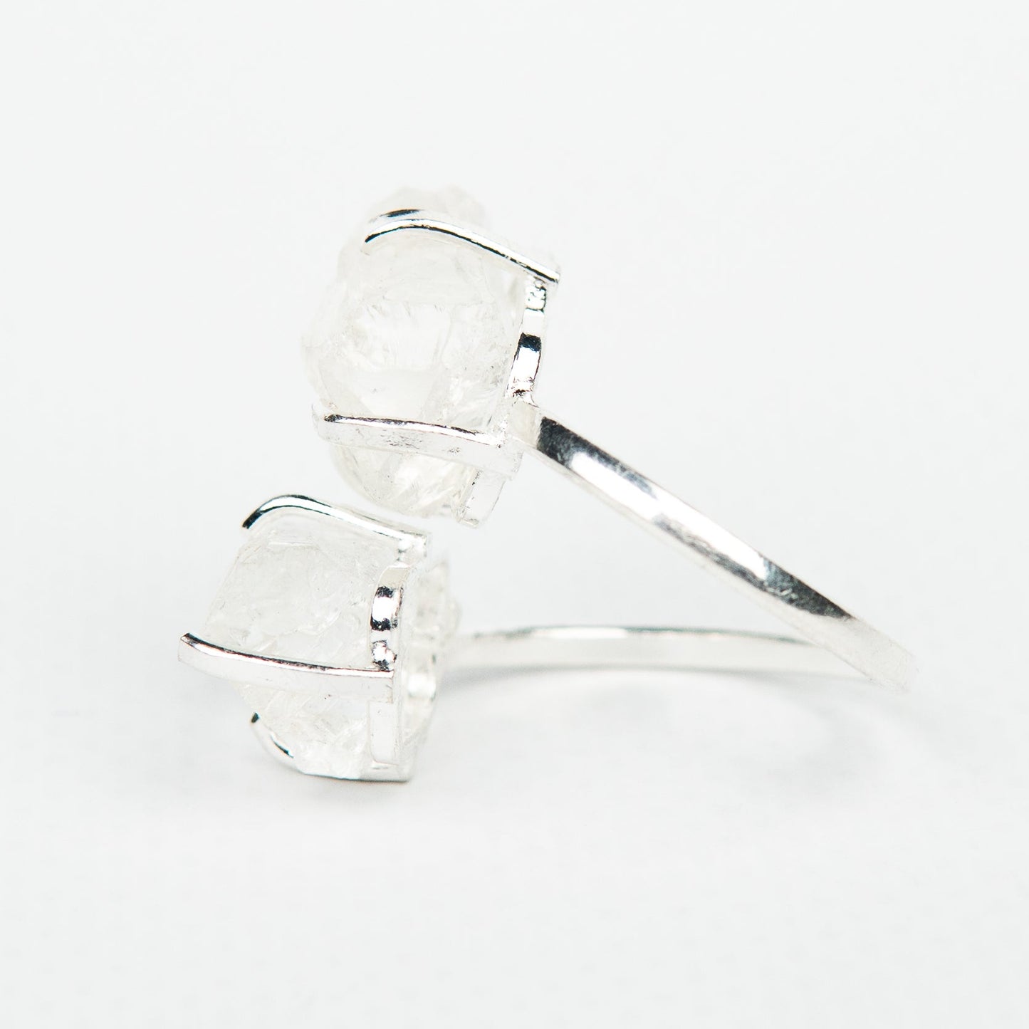 Каблучка з прозорим Кришталем з посрібленням onesize Cr-19