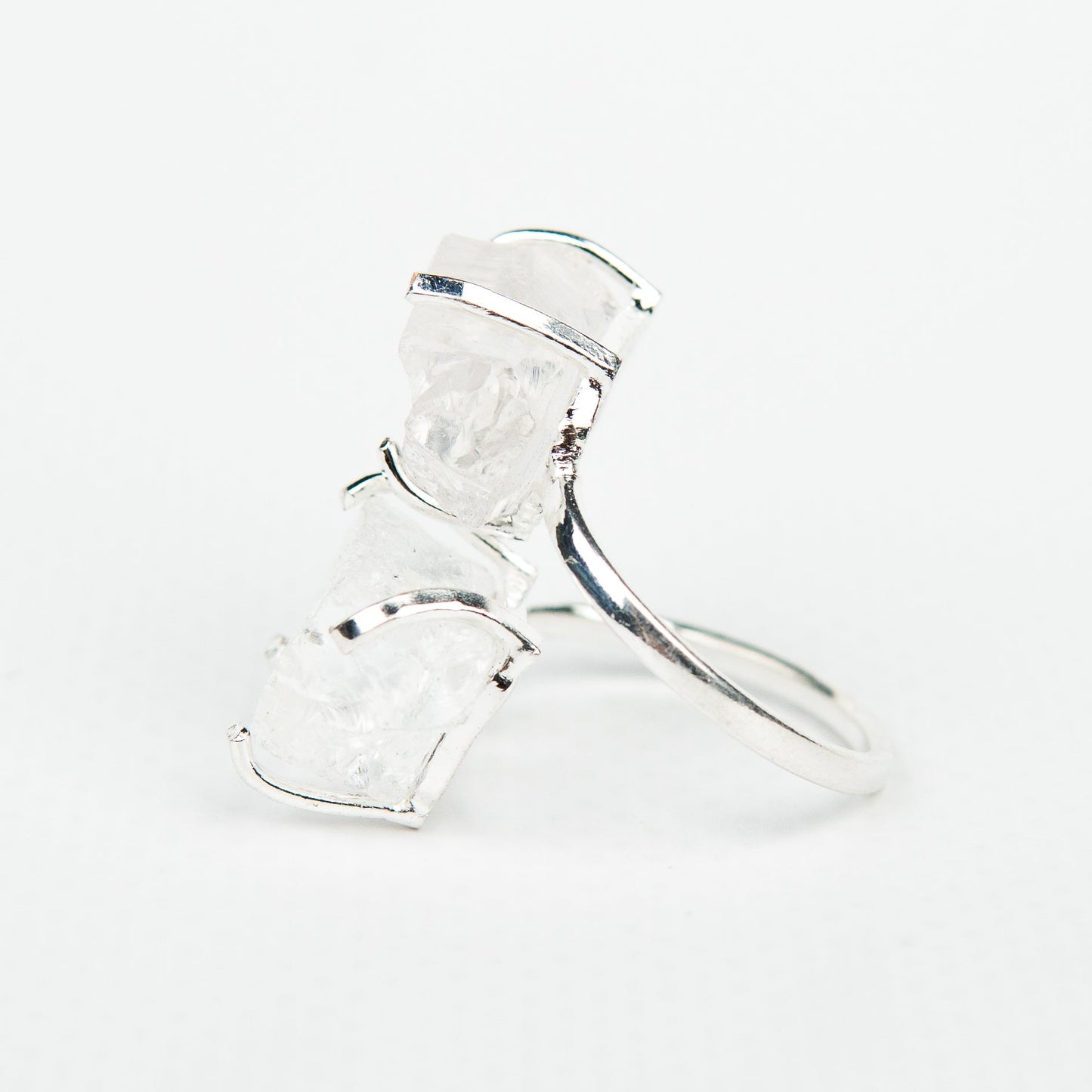 Кольцо с прозрачным Хрусталем с посеребрением onesize Cr-24