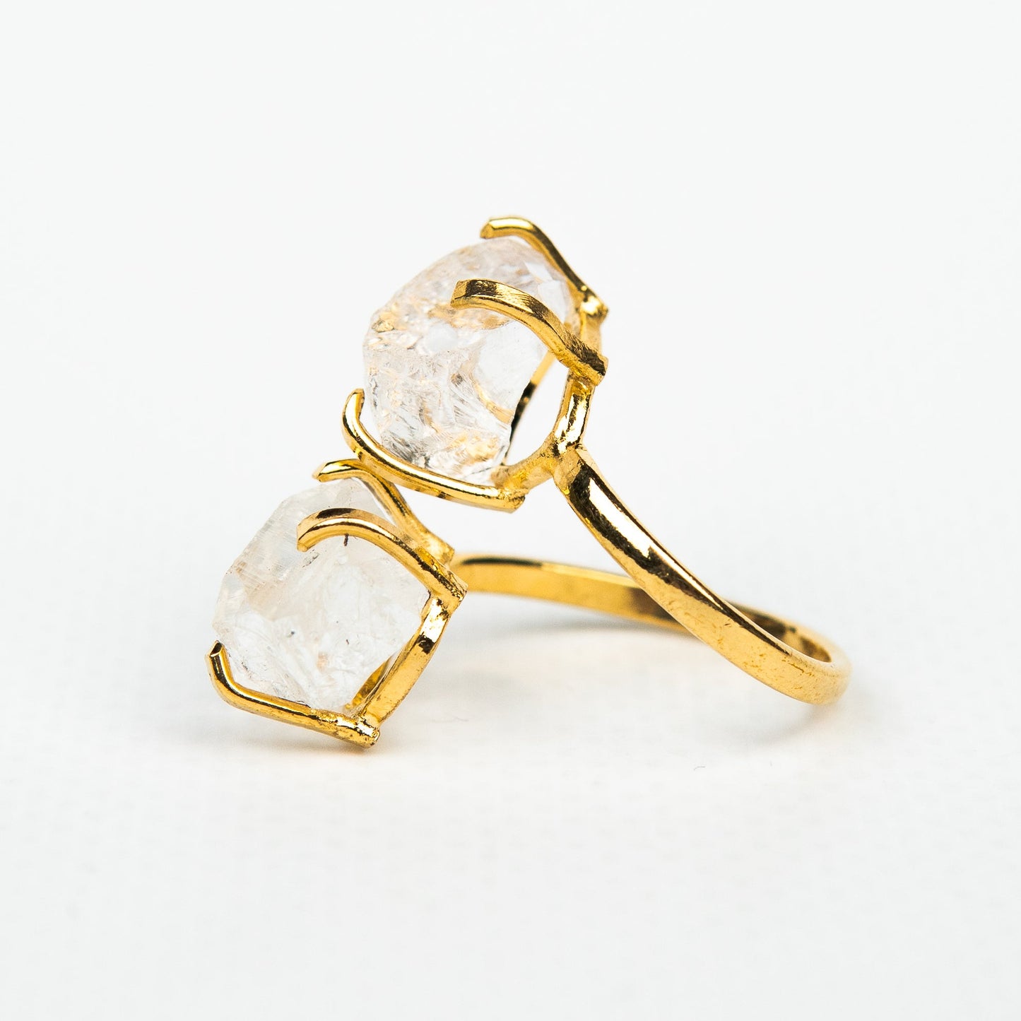 Каблучка з прозорим Кришталем з позолотою onesize Cr-16