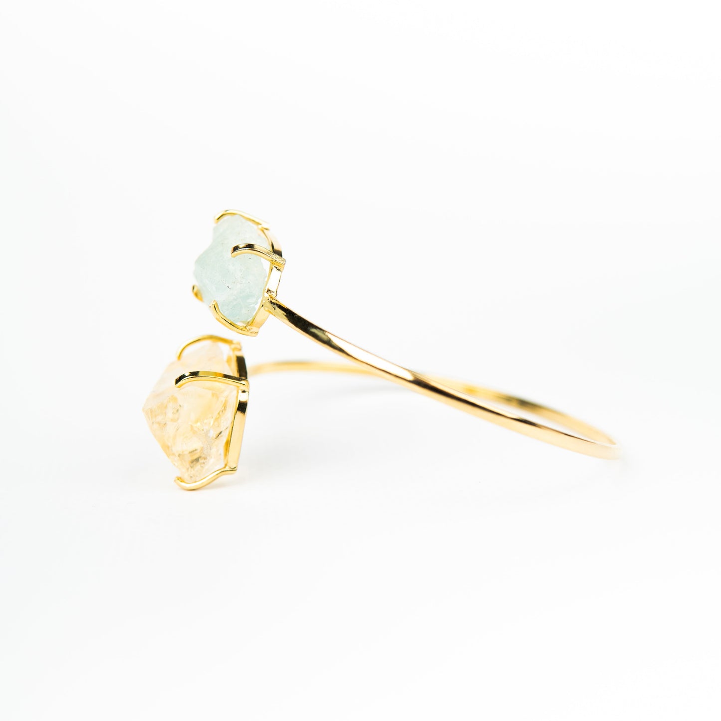 Браслет с аквамарином и Цитрином с позолотой onesize AqCt-101