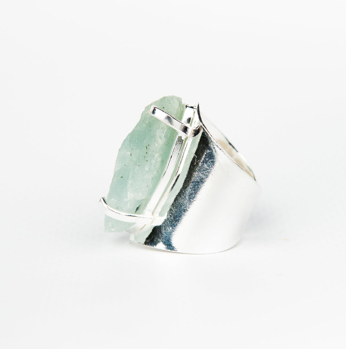 Кольцо с аквамарином с посеребрением onesize Aq-150