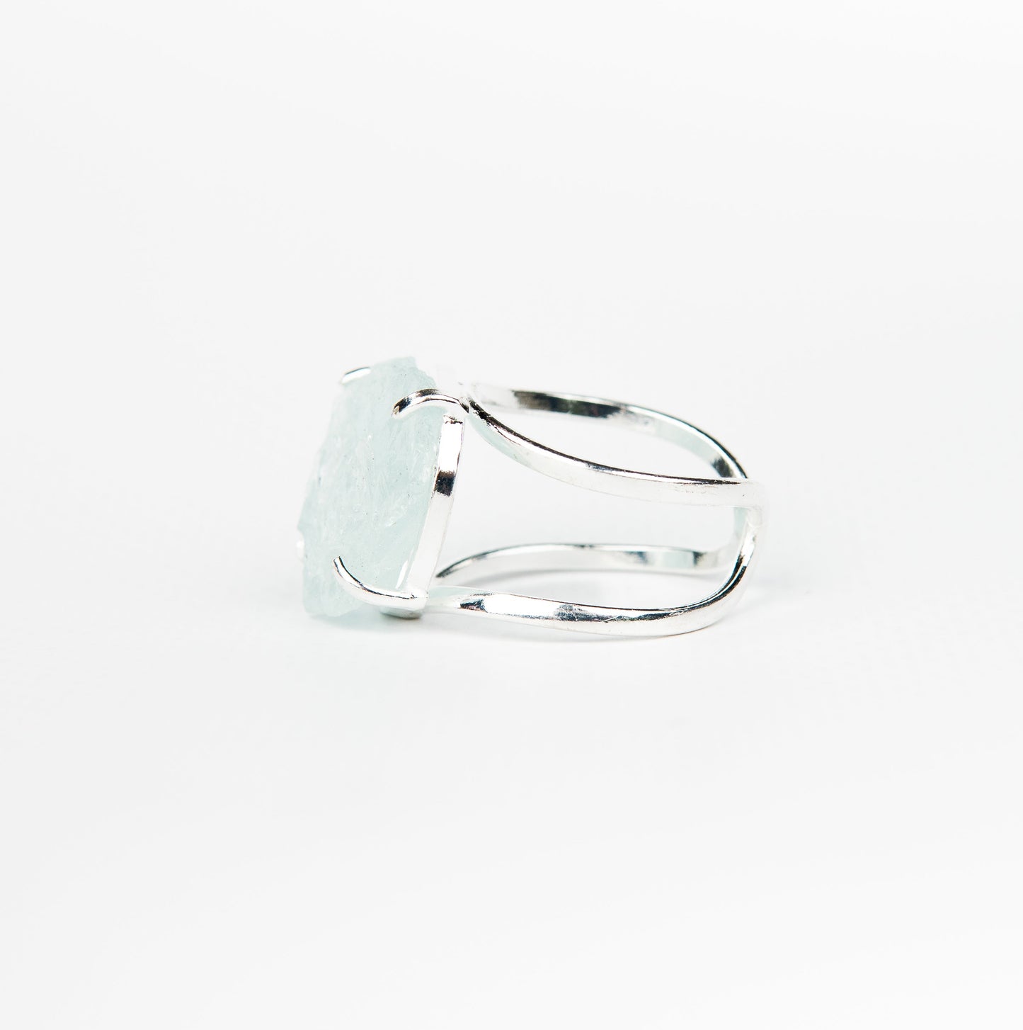Кольцо с аквамарином с посеребрением onesize Aq-157