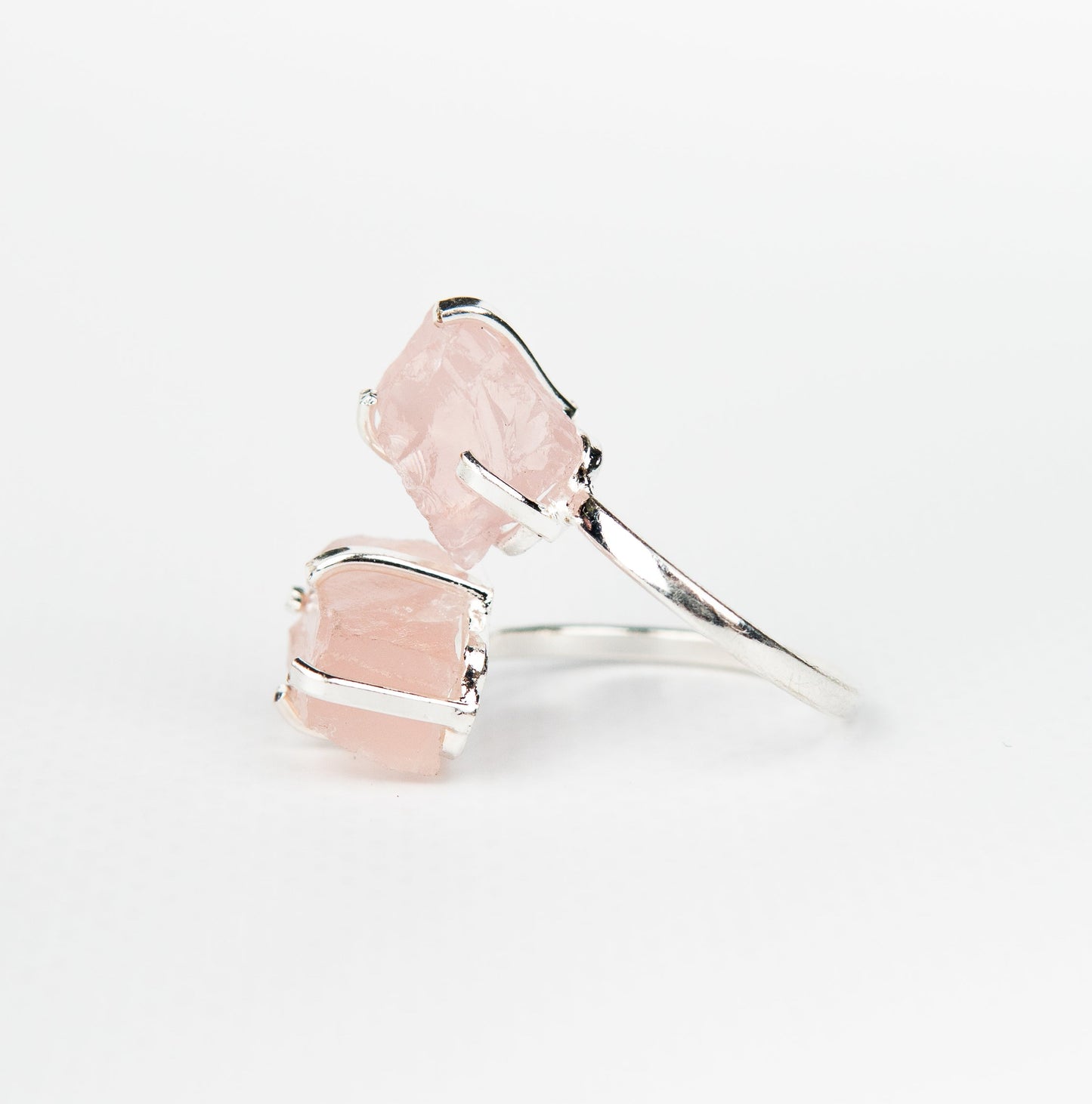 Каблучка з рожевим кварцом з посрібленням onesize Rq-12