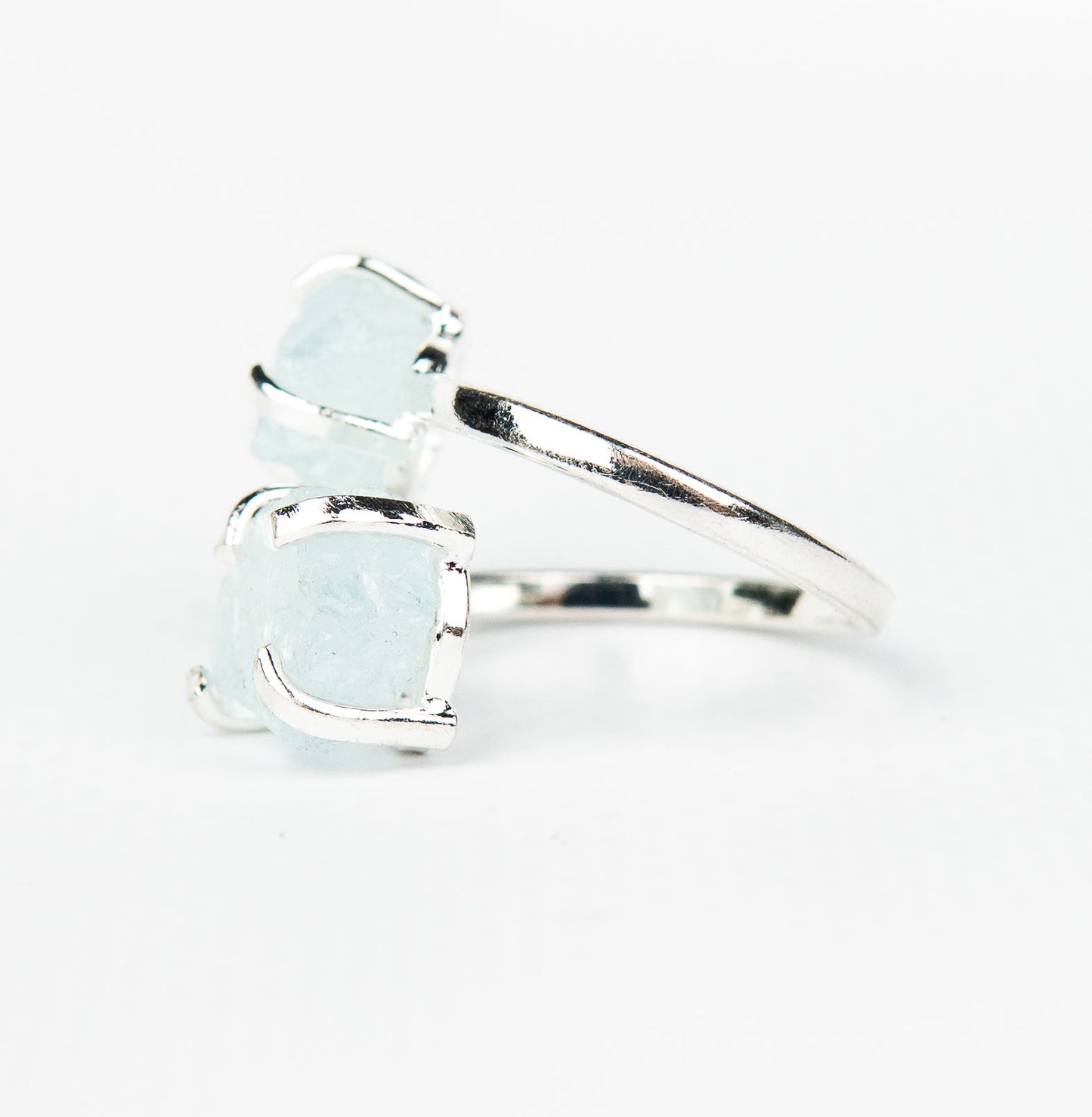 Кольцо с аквамарином с посеребрением onesize Aq-169