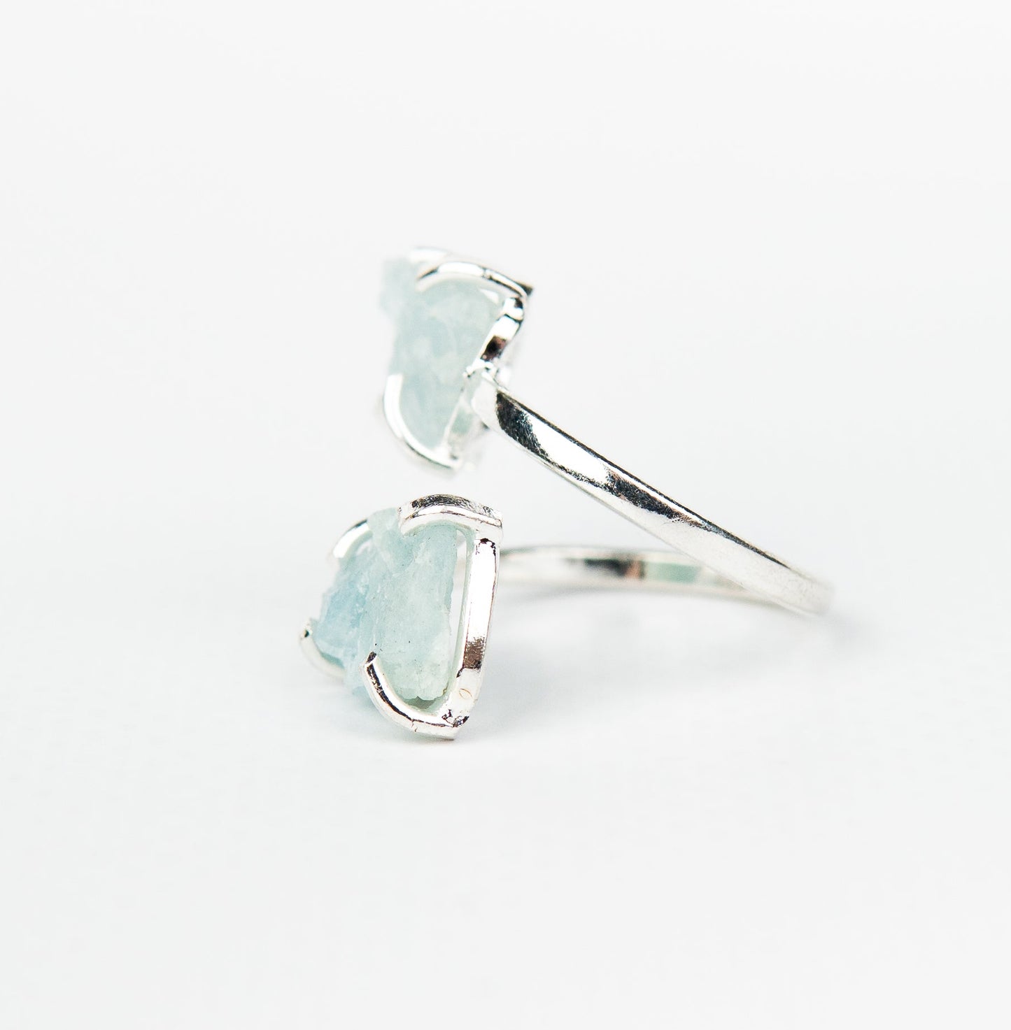 Кольцо с аквамарином с посеребрением onesize Aq-166