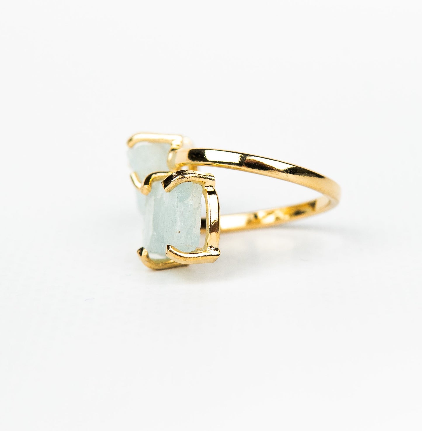 Кольцо с аквамарином с посеребрением onesize Aq-173