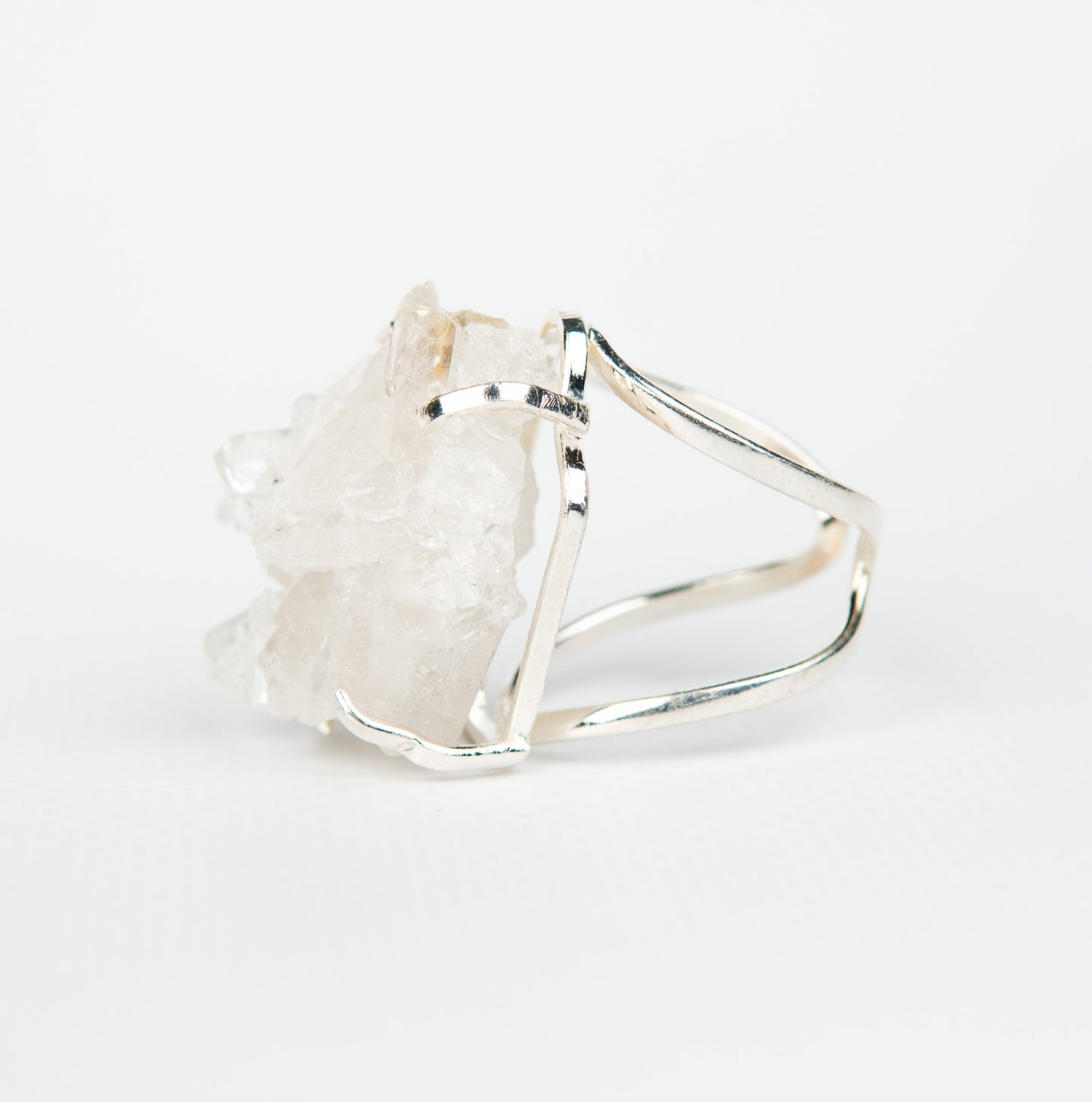 Кольцо с прозрачным Хрусталем с посеребрением onesize Cr-26