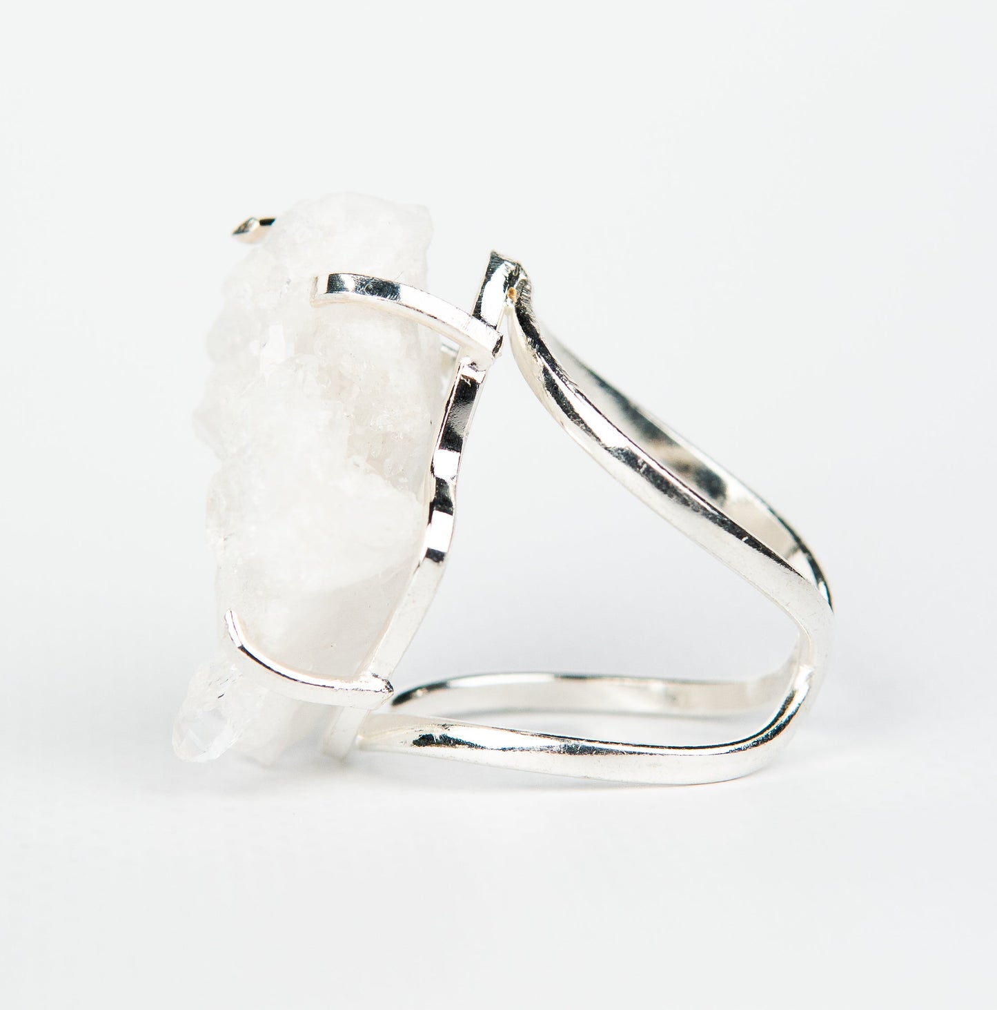 Кольцо с прозрачным Хрусталем с посеребрением onesize Cr-27