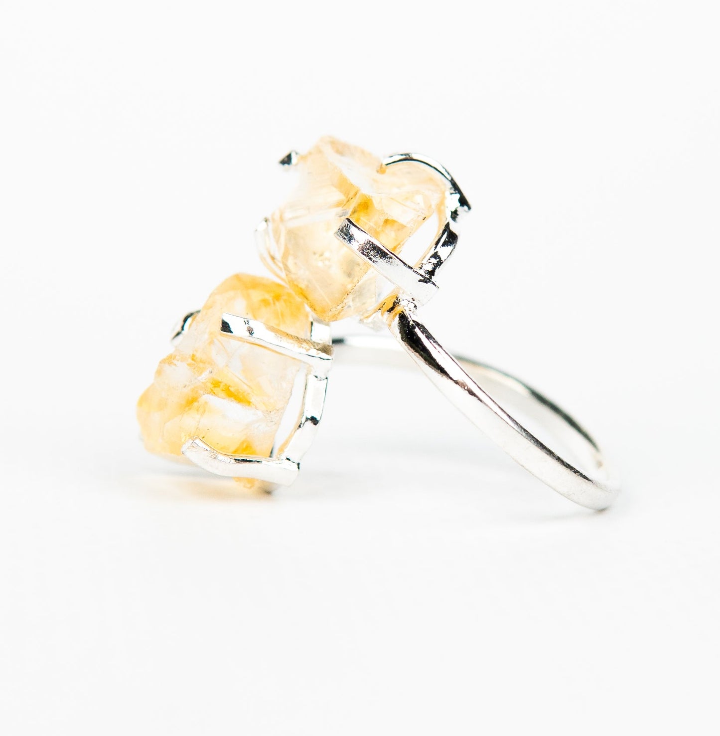 Каблучка з цитрином з посрібленням onesize Ct-19