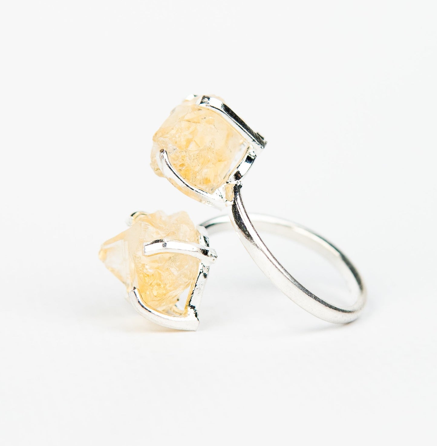 Каблучка з цитрином з посрібленням onesize Ct-21