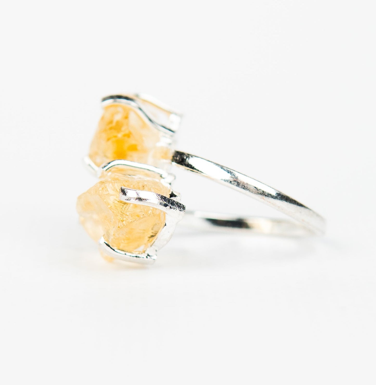 Каблучка з цитрином з посрібленням onesize Ct-26