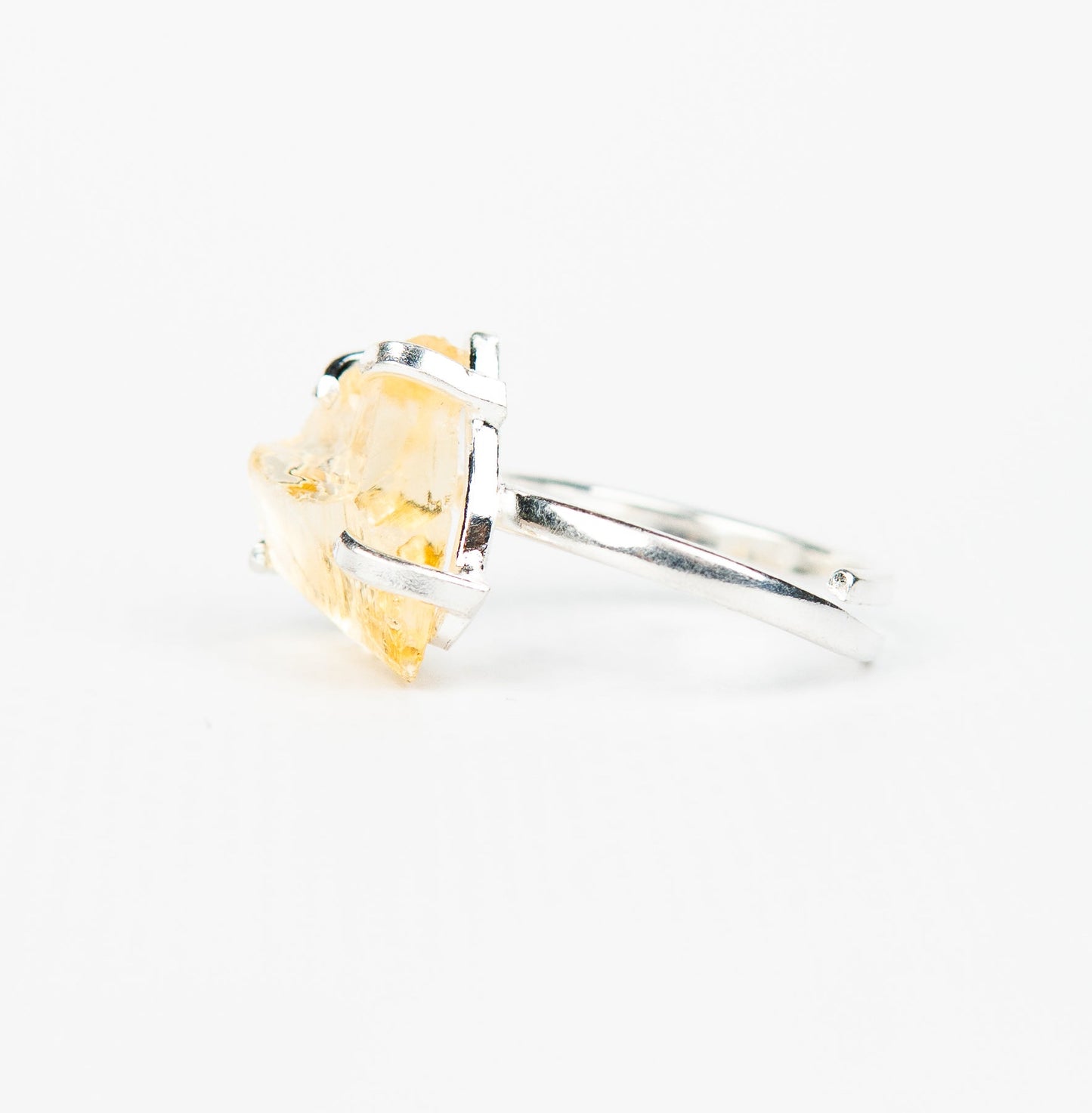 Каблучка з цитрином з посрібленням onesize Ct-29