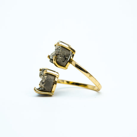 Каблучка з піритом з позолотою дуал onesize Py-14