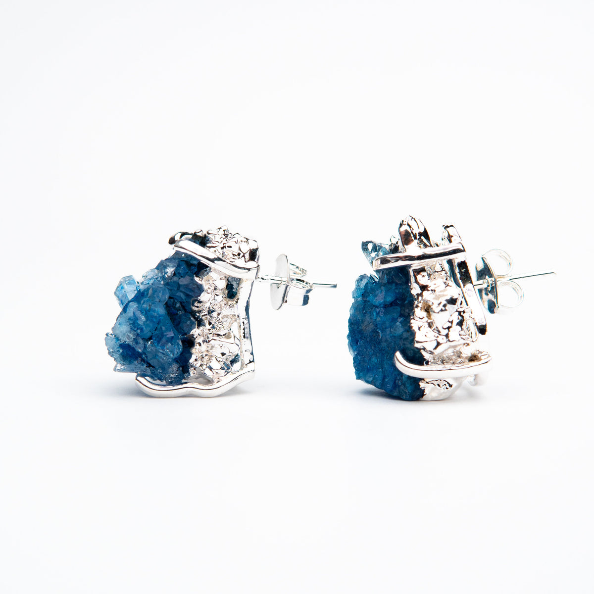 Сережки з Блакитним кришталем з посрібленням onesize-9