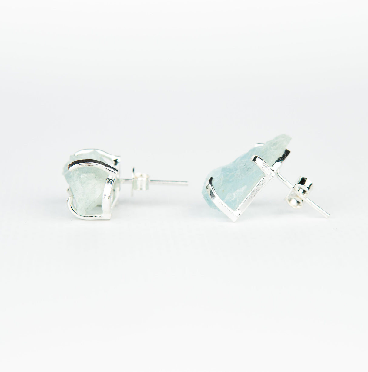 Серьги с аквамарином с посеребрением onesize Aq-4