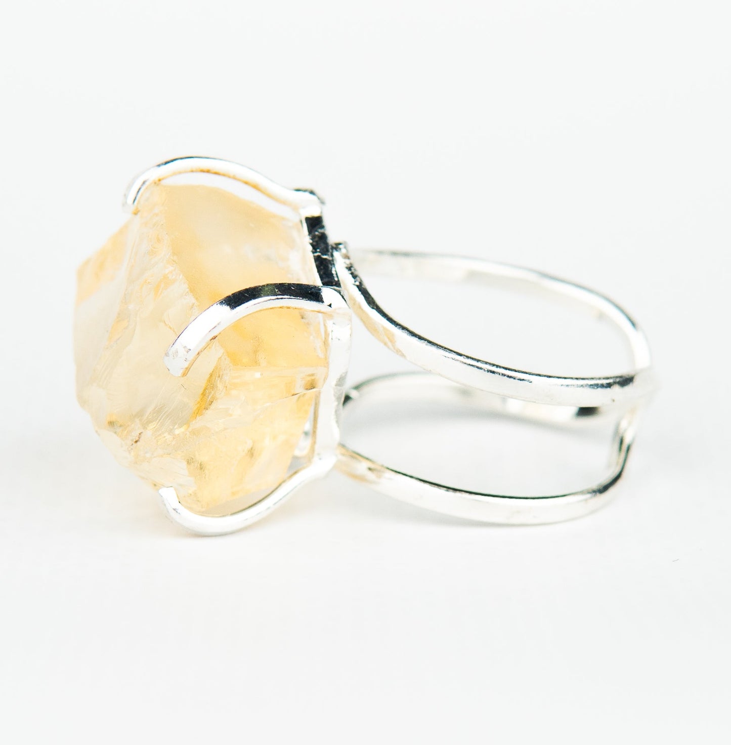 Каблучка з цитрином з посрібленням onesize Сt-39