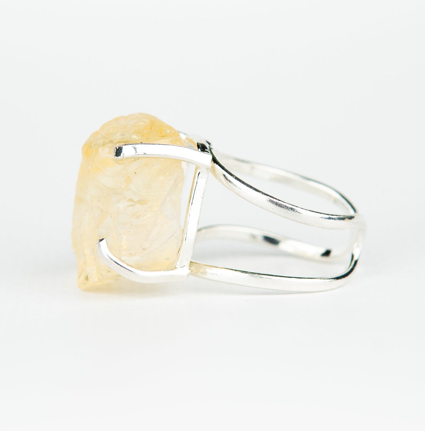 Каблучка з цитрином з посрібленням onesize Сt-43