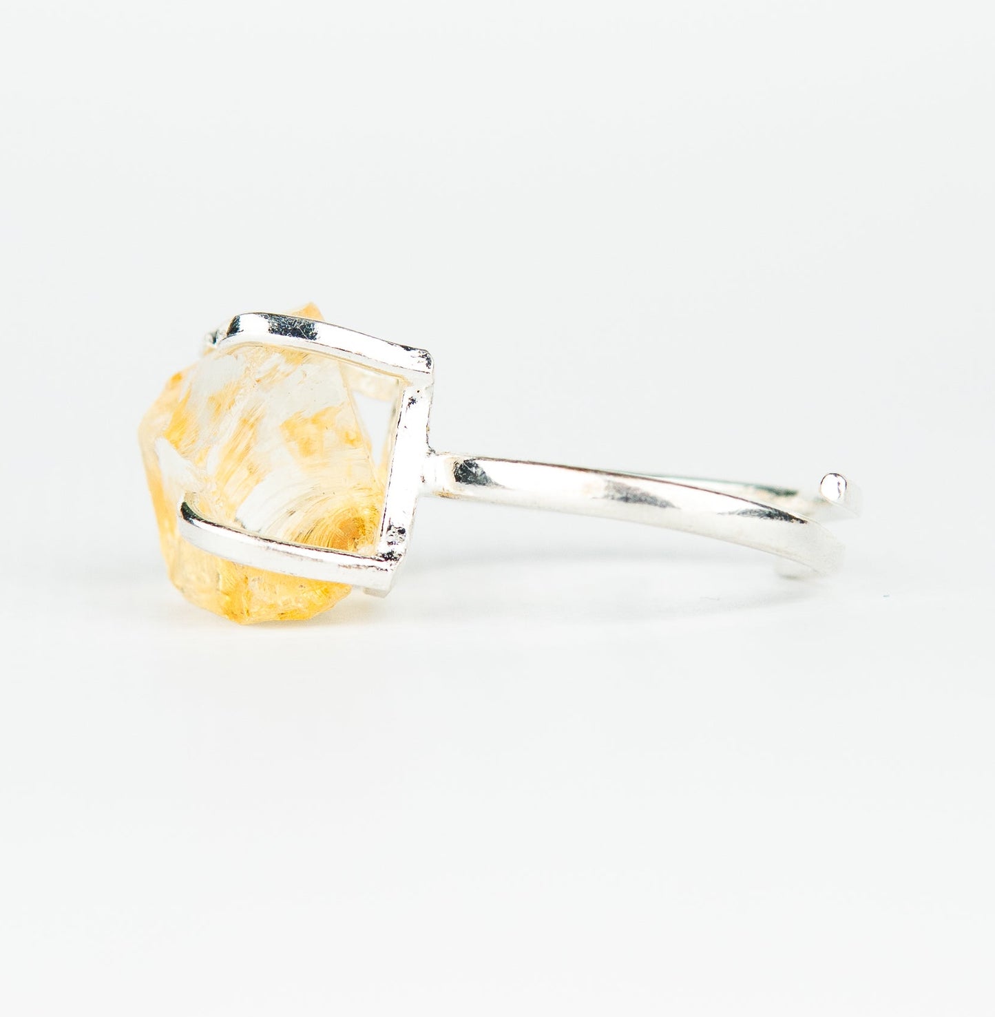 Каблучка з цитрином з посрібленням onesize Сt-53