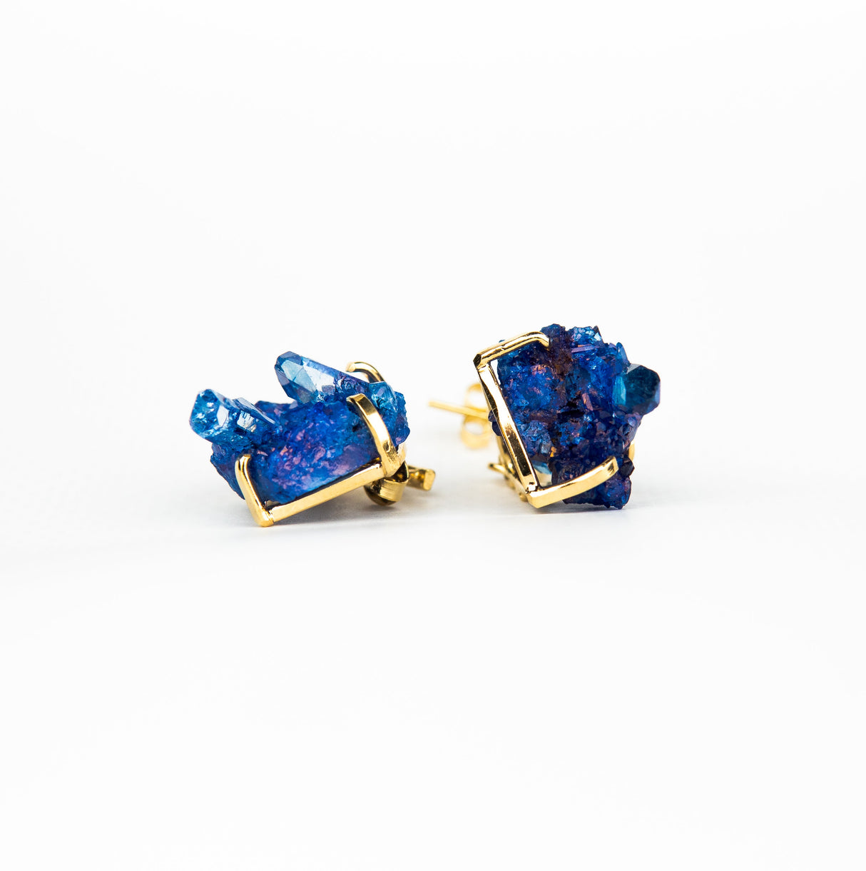Серьги с синим хрусталем с позолотой onesize Cr-3
