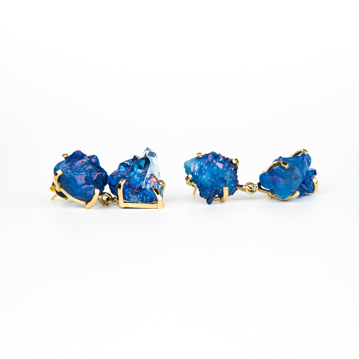 Серьги с синим хрусталем с позолотой onesize Cr-2