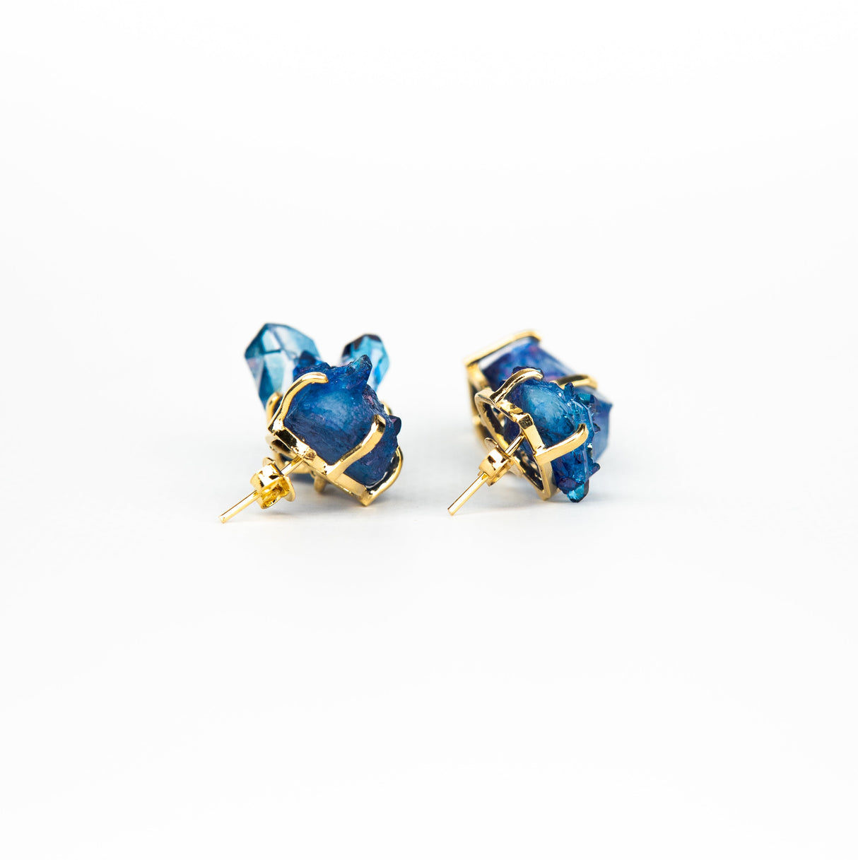 Серьги с синим хрусталем с позолотой onesize Cr-2