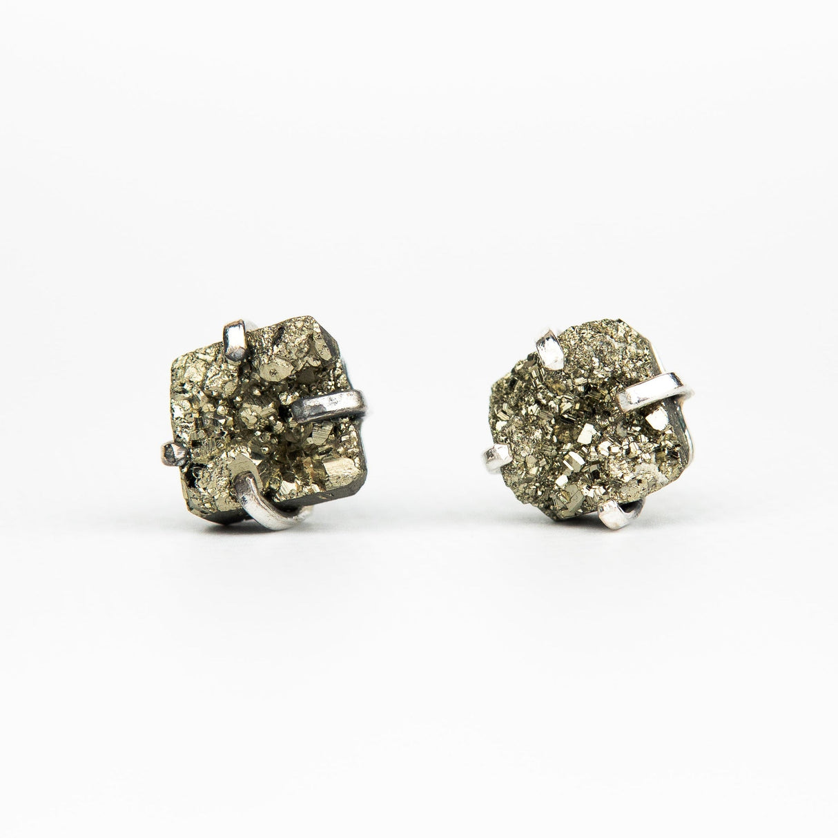 Серьги с пиритом с посеребрением onesize Py-8