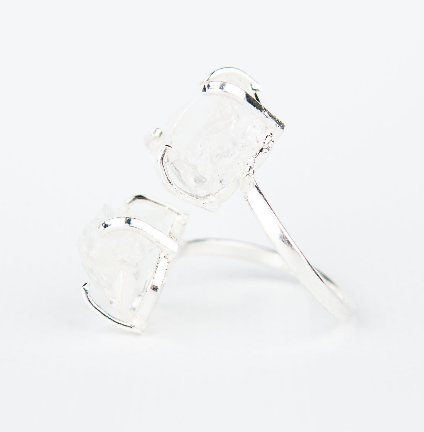 Каблучка з прозорим Кришталем з посрібленням onesize Cr-26