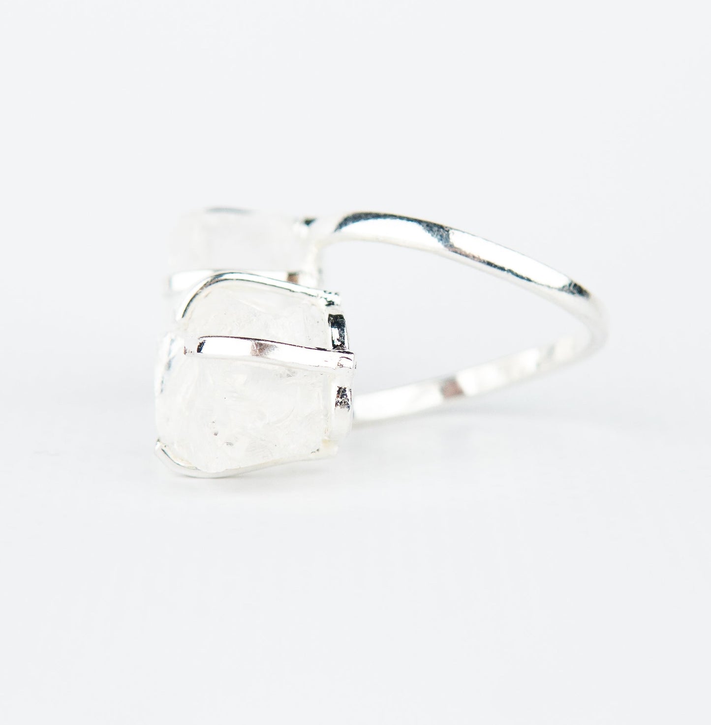 Каблучка з прозорим Кришталем з посрібленням onesize Cr-27