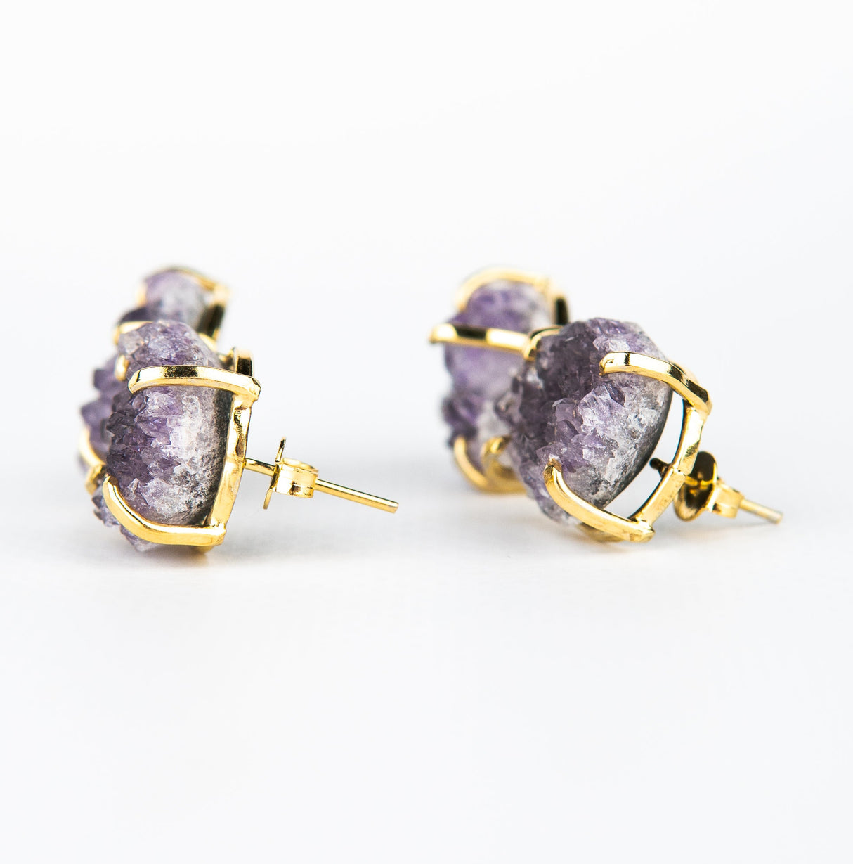 Серьги с темным аметистом с позолотой дуо onesize DA-1