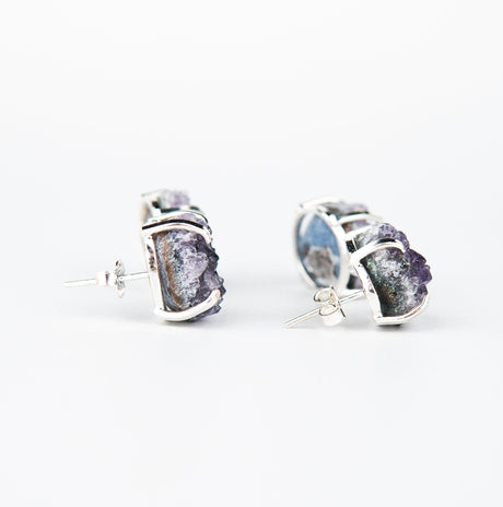 Серьги с темным аметистом с посеребрением дуо onesize DA-1