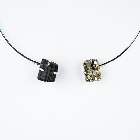 Чокер з піритом та турмаліном з посрібленням onesize Py-13