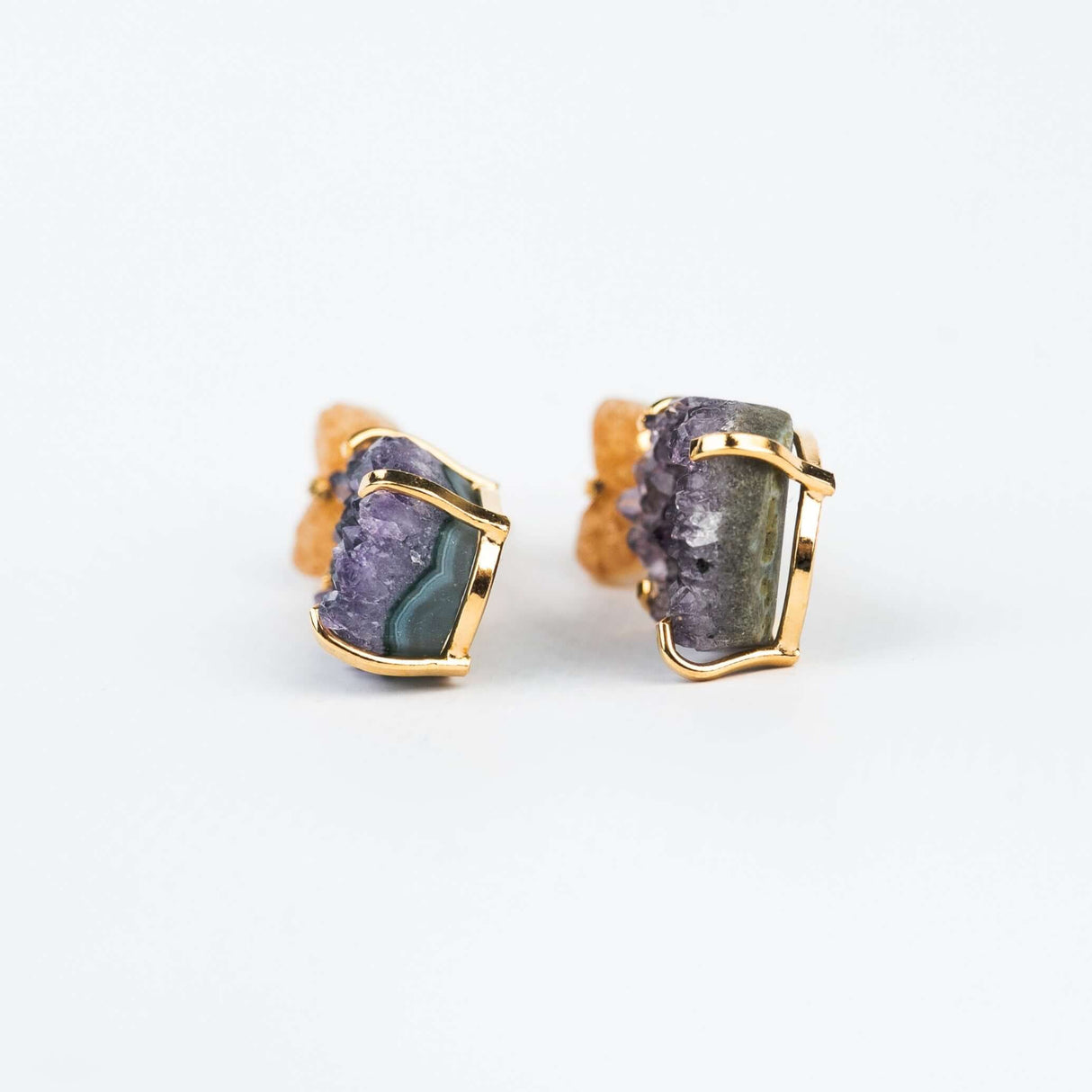 Серьги с темным аметистом с позолотой onesize DA-4