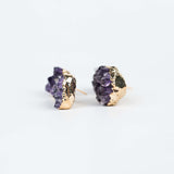 Серьги с темным аметистом с позолотой onesize DA-3